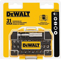 DeWALT - 31 Piece, 1/4" Drive Screwdriver Bit Set - #1, #2 & #3 Phillips, #1, #2 & #3 Square Recess, #6, #8 & #10 Slotted - Americas Industrial Supply