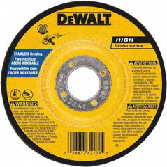 DeWALT - 30 Grit, 5" Wheel Diam, 1/4" Wheel Thickness, 7/8" Arbor Hole, Type 27 Depressed Center Wheel - Aluminum Oxide, 12,200 Max RPM, Compatible with Angle Grinder - Americas Industrial Supply