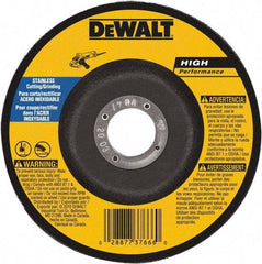 DeWALT - 30 Grit, 6" Wheel Diam, 1/8" Wheel Thickness, 7/8" Arbor Hole, Type 27 Depressed Center Wheel - Aluminum Oxide, 10,100 Max RPM, Compatible with Angle Grinder - Americas Industrial Supply