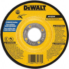 DeWALT - 30 Grit, 7" Wheel Diam, 1/4" Wheel Thickness, 7/8" Arbor Hole, Type 27 Depressed Center Wheel - Aluminum Oxide, 8,700 Max RPM, Compatible with Angle Grinder - Americas Industrial Supply