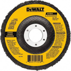 DeWALT - 100 Grit, 4-1/2" Disc Diam, 5/8-11 Center Hole, Type 27 Aluminum Oxide Flap Disc - 13,300 Max RPM, Fiberglass Backing, Arbor Attaching System, Non-Woven - Americas Industrial Supply