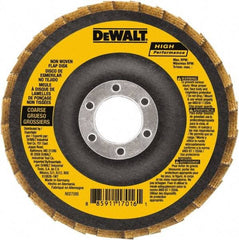 DeWALT - 100 Grit, 4-1/2" Disc Diam, 5/8-11 Center Hole, Type 27 Aluminum Oxide Flap Disc - 13,300 Max RPM, Fiberglass Backing, Arbor Attaching System, Non-Woven - Americas Industrial Supply