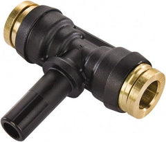 Parker - 1/4" Tube OD, Composite Push-to-Connect Tube Plug-In Branch Tee - Tube to Stem Connection, 250 Max psi, Buna-N O-Ring, -40 to 200°F Working Temp - Americas Industrial Supply