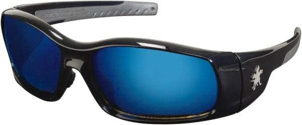 MCR Safety - Blue Mirror Lenses, Framed Safety Glasses - Scratch Resistant, Size Universal, Wrap Around - Americas Industrial Supply