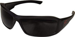 Edge Eyewear - Smoke Lenses, Framed Safety Glasses - Scratch Resistant, Black Nylon Frame, Size Universal, Wrap Around - Americas Industrial Supply