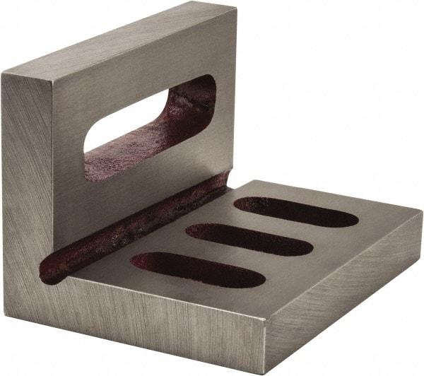 Suburban Tool - 4-1/2" Wide x 3" Deep x 3-1/2" High Cast Iron Machined Angle Plate - Standard Plate, Through-Slots on Surface, Open End, 5/8" Thick, Single Plate - Americas Industrial Supply