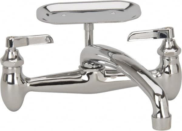 B&K Mueller - Spout with Soap Dish, Two Handle Design, Chrome, Industrial and Laundry Faucet - Lever Handle - Americas Industrial Supply