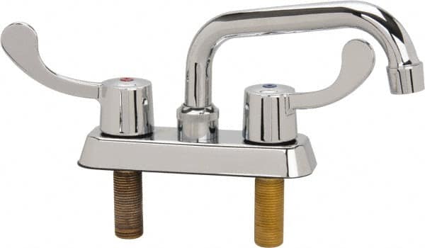 B&K Mueller - Standard, Two Handle Design, Chrome, Deck Mount, Laundry Faucet - 6 Inch Spout, Wrist Blade Handle - Americas Industrial Supply