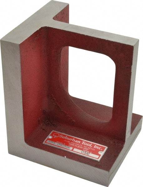 Suburban Tool - 1 Hole, 6" High x 4-1/2" Wide x 5" Deep, Right Angle Iron - Cast Iron, Machined, 7/8" Thick, Parallel & Square to within 0.002" per 6" - Americas Industrial Supply