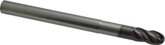 SGS - 1/2" Diam, 1" LOC, 4 Flute Solid Carbide Ball End Mill - AlTiN Finish, Single End, 6" OAL, 1/2" Shank Diam, Spiral Flute - Americas Industrial Supply