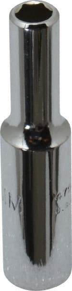 Proto - 1/4" Drive, Deep Hand Socket - 6 Points, 1-15/16" OAL, Chrome Finish - Americas Industrial Supply