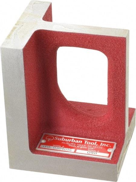 Suburban Tool - 1 Hole, 5" High x 3-3/4" Wide x 4" Deep, Right Angle Iron - Cast Iron, Precision Ground, 3/4" Thick, Parallel to within 0.00025" per 6", Square to within 0.0005" per 6" - Americas Industrial Supply