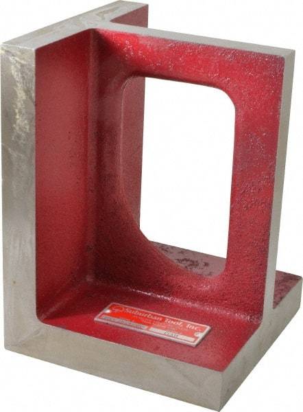 Suburban Tool - 1 Hole, 8" High x 6" Wide x 6" Deep, Right Angle Iron - Cast Iron, Precision Ground, 1" Thick, Parallel to within 0.00025" per 6", Square to within 0.0005" per 6" - Americas Industrial Supply