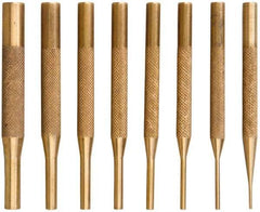 SPI - 8 Piece, 1/16 to 5/16", Pin Punch Set - Brass & Steel, Comes in Wooden Box - Americas Industrial Supply