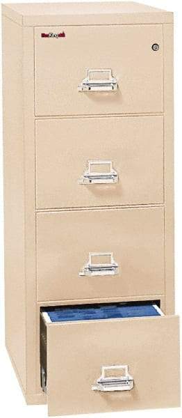 FireKing - 20.81" Wide x 52-3/4" High x 31-9/16" Deep, 4 Drawer Vertical File - Steel, Parchment - Americas Industrial Supply