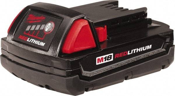 Milwaukee Tool - 18 Volt Lithium-Ion Power Tool Battery - 1.5 Ahr Capacity, 1/2 hr Charge Time, Series M18 RED - Americas Industrial Supply