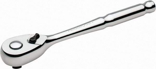 Paramount - 3/8" Drive Pear Head Quick-Release Ratchet - Chrome Finish, 8" OAL, 72 Gear Teeth - Americas Industrial Supply