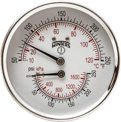 Winters - 3" Dial, 1/2 Thread, 0-250 Scale Range, Pressure Gauge - Center Back Connection Mount, Accurate to 0.03% of Scale - Americas Industrial Supply