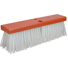 16″ Street Broom, 4″ Trim Length, White Polypropylene Fill, Orange Block - Americas Industrial Supply