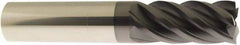 Accupro - 5/8", 7/8" LOC, 5/8" Shank Diam, 3" OAL, 5 Flute, Solid Carbide Square End Mill - Single End, AlTiN Finish, Spiral Flute, 40° Helix, Centercutting, Right Hand Cut, Right Hand Flute - Americas Industrial Supply