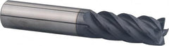 Accupro - 1/2", 5 Flute, Single End, Solid Carbide, 0.02" Corner Radius End Mill - 4" OAL, 40° Helix, Right Hand Flute, 2" LOC, Right Hand Cut - Americas Industrial Supply