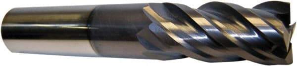 Accupro - 3/4", 2-1/2" LOC, 3/4" Shank Diam, 5" OAL, 4 Flute, Solid Carbide Square End Mill - Single End, AlTiN Finish, Spiral Flute, 40° Helix, Centercutting, Right Hand Cut, Right Hand Flute - Americas Industrial Supply