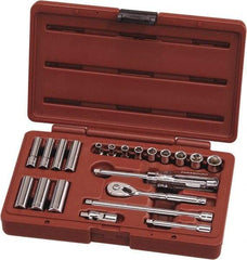 Paramount - 21 Piece 1/4" Drive Chrome Vanadium Finish Deep Well Socket Set - 6 Points, 3/16" to 1/2" Range, Inch Measurement Standard - Americas Industrial Supply