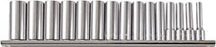 Paramount - 15 Piece 1/2" Drive Chrome Vanadium Finish Deep Well Socket Set - 12 Points, 3/8" to 1-1/4" Range, Inch Measurement Standard - Americas Industrial Supply