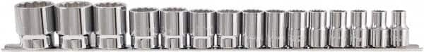 Paramount - 15 Piece 1/2" Drive Chrome Vanadium Finish Socket Set - 12 Points, 10mm to 32mm Range, Metric Measurement Standard - Americas Industrial Supply