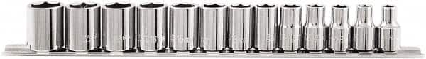 Paramount - 13 Piece 3/8" Drive Chrome Vanadium Finish Socket Set - 6 Points, 7mm to 19mm Range, Metric Measurement Standard - Americas Industrial Supply