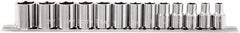 Paramount - 13 Piece 3/8" Drive Chrome Vanadium Finish Socket Set - 6 Points, 7mm to 19mm Range, Metric Measurement Standard - Americas Industrial Supply