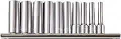 Paramount - 10 Piece 1/4" Drive Chrome Vanadium Finish Deep Well Socket Set - 6 Points, 3/16" to 9/16" Range, Inch Measurement Standard - Americas Industrial Supply