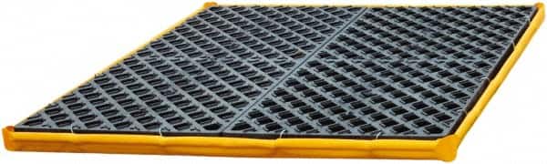 UltraTech - 55 Gal Sump, 2,400 Lb Capacity, 4 Drum, Polyethylene Spill Deck or Pallet - 48" Long x 48" Wide x 7" High, Yellow and Black, Drain Included, Low Profile, 2 x 2 Drum Configuration - Americas Industrial Supply