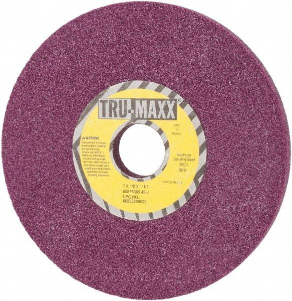 Tru-Maxx - 7" Diam x 1-1/4" Hole x 1/2" Thick, J Hardness, 46 Grit Surface Grinding Wheel - Aluminum Oxide, Type 1, Coarse Grade, Vitrified Bond, No Recess - Americas Industrial Supply