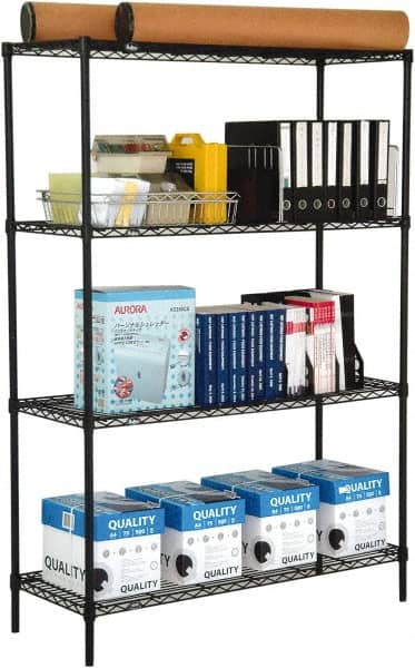 Value Collection - 4 Shelf Wire Shelving Unit - 72" Wide x 18" Deep x 63" High, - Americas Industrial Supply