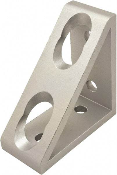 80/20 Inc. - 80mm Wide, Open Shelving 4 Hole Inside Corner Gusset - Aluminum, Clear Anodized Finish, 36mm Long, Use with 40 Series & Bolt Kit 75-3422 - Americas Industrial Supply