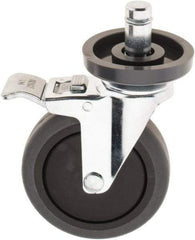 Value Collection - 5" Diam x 1-1/4" Wide, Polyurethane Swivel with Brake Caster - 300 Lb Capacity, Plain Stem Mount - Americas Industrial Supply