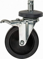 Value Collection - 5" Diam x 1-1/4" Wide, Hard Rubber Swivel with Brake Caster - 200 Lb Capacity, Plain Stem Mount - Americas Industrial Supply