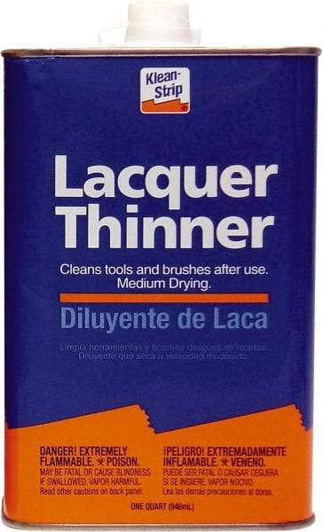 Klean-Strip - 1 Qt Lacquer Thinner SCAQMD - 24 gL VOC Content, Comes in Metal Can - Americas Industrial Supply