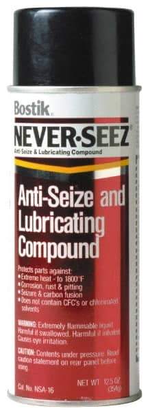 Bostik - 16 oz Aerosol Extreme Pressure Anti-Seize Lubricant - Copper, -297 to 1,800°F, Silver Gray, Water Resistant - Americas Industrial Supply