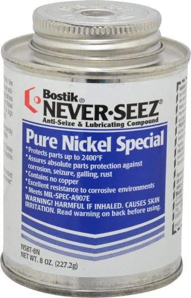 Bostik - 8 oz Can Extreme Pressure, High Temperature Anti-Seize Lubricant - Nickel, -297 to 2,400°F, Silver Colored, Water Resistant - Americas Industrial Supply