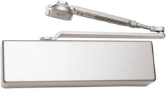 Falcon - 54" Door Width, 13-5/8" Closer Body Length, Heavy-Duty Door Closer to Full Cover to Hold Open Manual Damper - Aluminum Finish - Americas Industrial Supply