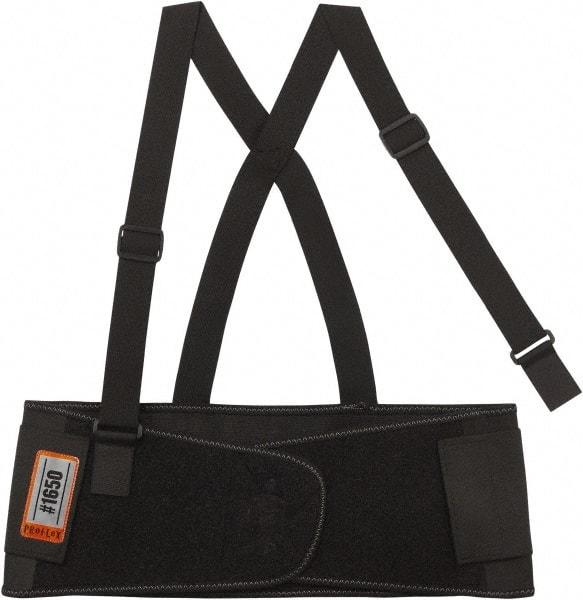 Ergodyne - Size 4XL, Hook & Loop, Elastic Belt with Adjustable Shoulder Straps & Back Pack - 52 to 58" Waist, 7-1/2" Wide, Detachable Strap, Black - Americas Industrial Supply