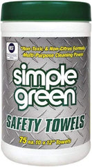 Simple Green - Pre-Moistened General Purpose Wipes - Center Pull, 12" x 10" Sheet Size - Americas Industrial Supply