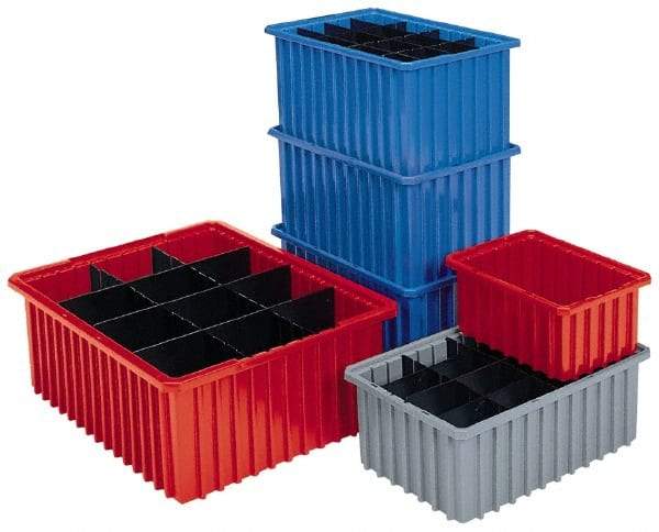Akro-Mils - 0.29 Cu Ft, 20 Lb Load Capacity Gray Polyethylene Dividable Container - Stacking, 16-1/2" Long x 10.9" Wide x 4" High - Americas Industrial Supply