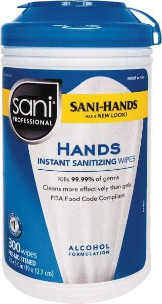 Nice Pak - Pre-Moistened Hand Cleaning Wipes - Canister, 5" x 7-1/2" Sheet Size, White - Americas Industrial Supply