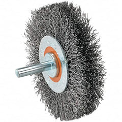 WALTER Surface Technologies - 2" OD, 1/4" Shank Diam, Crimped Stainless Steel Wheel Brush - 5/8" Face Width, 0.0118" Filament Diam, 25,000 RPM - Americas Industrial Supply