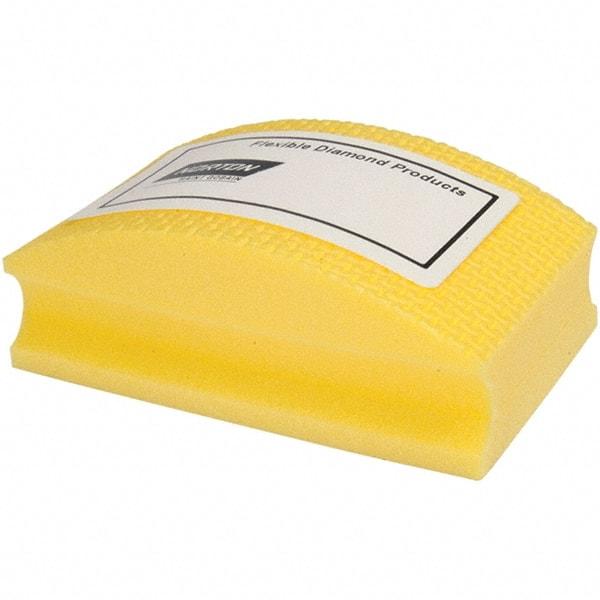 Norton - Super Fine Grade, 400 Grit, Diamond Hand Pad - Yellow, 2-1/8" Wide x 3-1/2" Long x 1-1/2" Thick, Nonwoven - Americas Industrial Supply