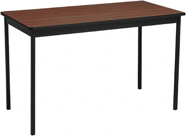 Barricks - 24" Long x 48" Wide x 30" High Stationary Utility Tables - 3/4" Thick, Walnut & Black, Wood Grain Laminate - Americas Industrial Supply