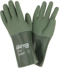 PIP - Size S (7), 12" Long, Supported, Nitrile Chemical Resistant Gloves - Textured Finish, Cotton Lined, Safety Cuff, ANSI Abrasion Level 4, ANSI Cut Level 0, ANSI Puncture Level 1, Green - Americas Industrial Supply